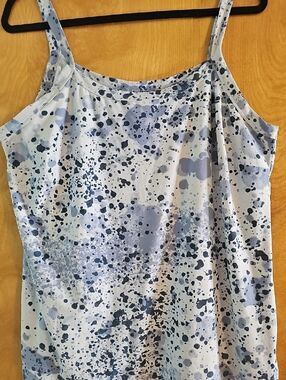 LuLaRoe Light Blue and Navy Splatter-Print Camisole